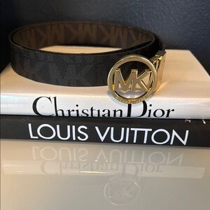Michael Kors Brown Belt & Black Belt ~ Flip/Reversible Gold Buckle.